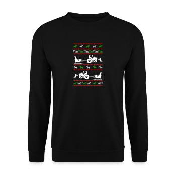 excavator ugly christmas - Unisex Pullover - Schwarz - Vorne - Alina (178cm) & Michal (187cm)