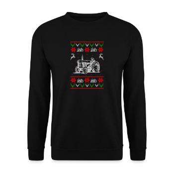 tracteur fermier laid cavalier noël - Sweat-shirt Unisexe - noir - Devant - Alina (178cm) & Michal (187cm)