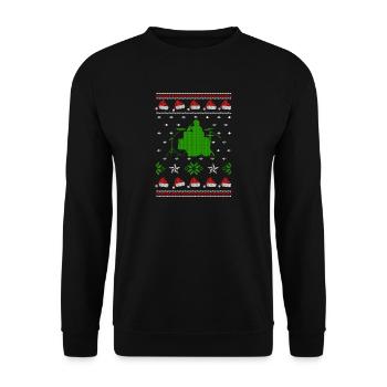 drummer ugly christmas jumper - Unisex Pullover - Schwarz - Vorne - Alina (178cm) & Michal (187cm)