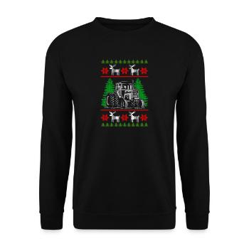 tracteur fermier noël vilain - Sweat-shirt Unisexe - noir - Devant - Alina (178cm) & Michal (187cm)