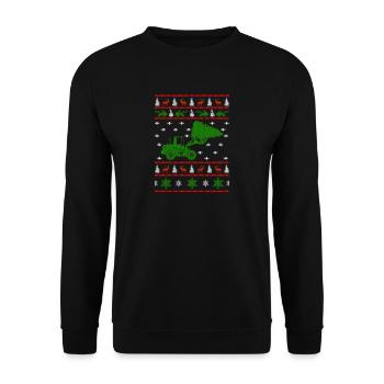 excavator ugly christmas jumper - Unisex Pullover - Schwarz - Vorne - Alina (178cm) & Michal (187cm)