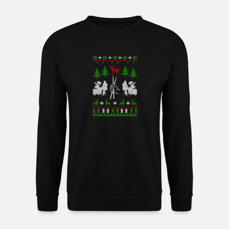 music drummer ugly christmas jumper - Unisex Pullover - Schwarz