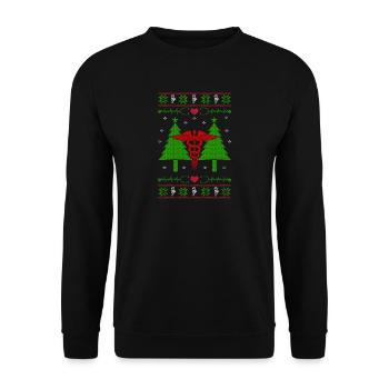 Krankenpflege Krankenschwester Ugly Christmas - Unisex Pullover - Schwarz - Vorne - Alina (178cm) & Michal (187cm)