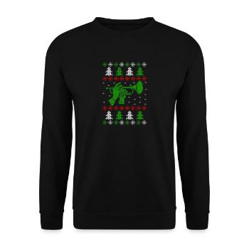 Laid de Noël Jumper trompette - Sweat-shirt Unisexe - noir - Devant - Alina (178cm) & Michal (187cm)