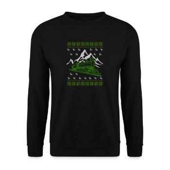 Train ferroviaire laid de Noël Jumper - Sweat-shirt Unisexe - noir - Devant - Alina (178cm) & Michal (187cm)