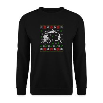 Ugly Christmas Triathlon Jumper - Unisex Pullover - Schwarz - Vorne - Alina (178cm) & Michal (187cm)
