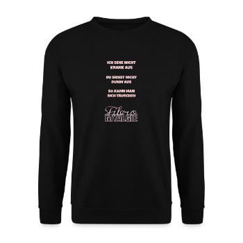 So kann man sich täuschen. Fibromyalgie. Geschenk. - Unisex Pullover - Schwarz - Vorne - Alina (178cm) & Michal (187cm)