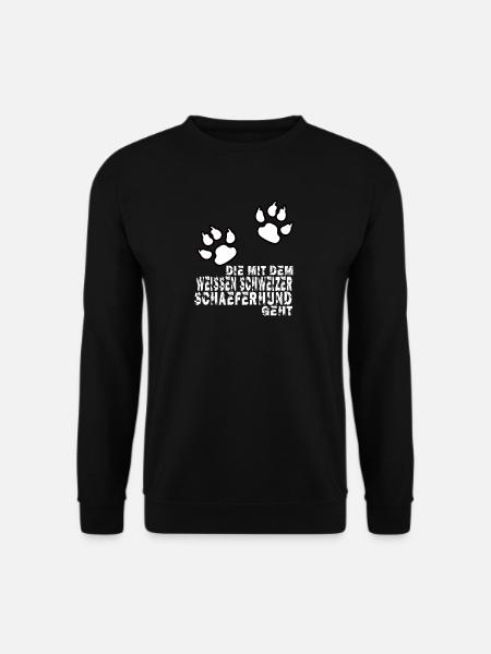 die mit dem weissen schweizer schaeferhund geht - Unisex Pullover - Schwarz