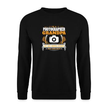 Photographe Papy Chemise Idée Cadeau - Sweat-shirt Unisexe - noir - Devant - Alina (178cm) & Michal (187cm)