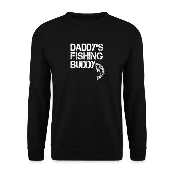 Daddys fishing Buddy - Papas Angel Freund - Gift - Unisex Pullover - Schwarz - Vorne - Alina (178cm) & Michal (187cm)