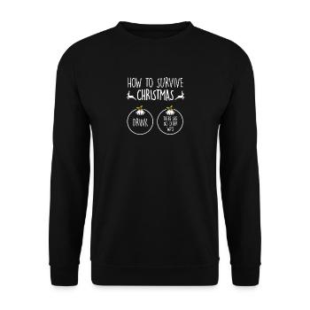 Weihnachten lustig Feiertage Geschenk Saufen - Unisex Pullover - Schwarz - Vorne - Alina (178cm) & Michal (187cm)