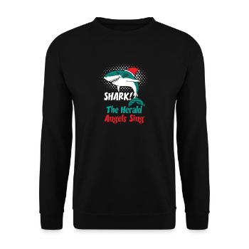 Shark the Herald Angels Christmas present - Unisex Sweatshirt - black - Front - Alina (178cm) & Michal (187cm)