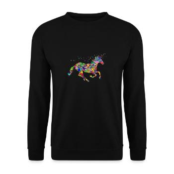 Magisches Glitzer Muster Einhorn mit Sternstaub - Unisex Pullover - Schwarz - Vorne - Alina (178cm) & Michal (187cm)