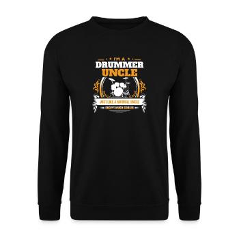 Drummer Uncle Shirt Gift Idea - Unisex Sweatshirt - black - Front - Alina (178cm) & Michal (187cm)