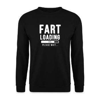 Fart loading... Please wait! - Furz Shirt - Unisex Pullover - Schwarz - Vorne - Alina (178cm) & Michal (187cm)