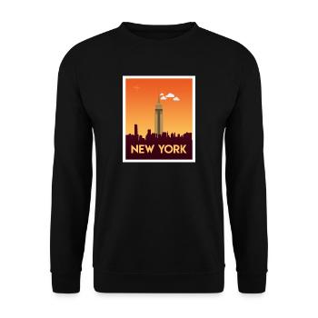 New York Empire Skyline Morgen - Unisex Pullover - Schwarz - Vorne - Alina (178cm) & Michal (187cm)