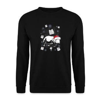 Nilpferd Flusspferd Hippo Santa Weihnachten Gesche - Unisex Pullover - Schwarz - Vorne - Alina (178cm) & Michal (187cm)