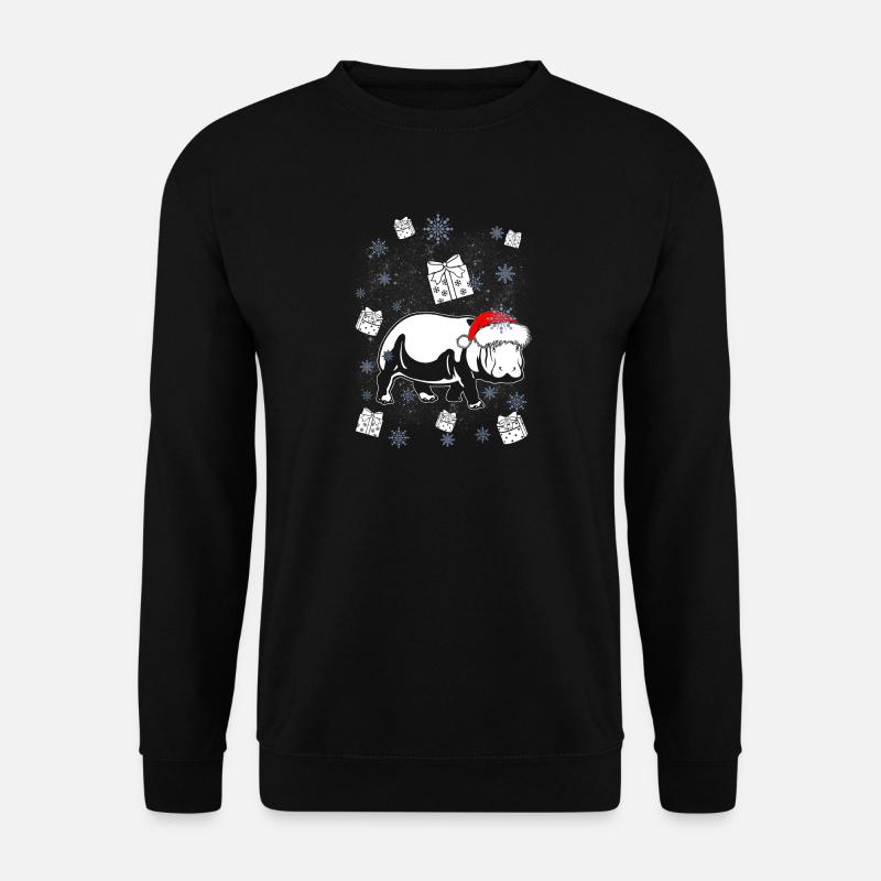 Nilpferd Flusspferd Hippo Santa Weihnachten Gesche - Unisex Pullover - Schwarz
