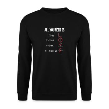 LOVE LOVE TOUT CE QU'IL FAUT MATH FORMULE FUNNY - Sweat-shirt Unisexe - noir - Devant - Alina (178cm) & Michal (187cm)