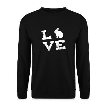Kaninchen Hase Zwergkaninchen Liebe Geschenk - Unisex Pullover - Schwarz - Vorne - Alina (178cm) & Michal (187cm)