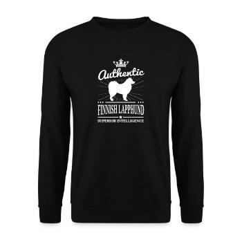 Finnischer Lapphund Hund Geschenk T-Shirt - Unisex Pullover - Schwarz - Vorne - Alina (178cm) & Michal (187cm)