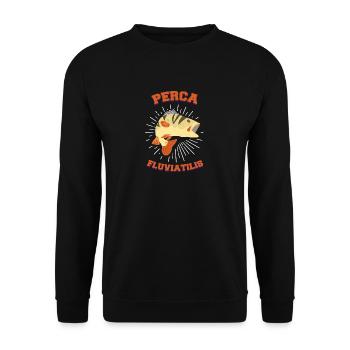 Latein Barsch Angler Geschenk - Unisex Pullover - Schwarz - Vorne - Alina (178cm) & Michal (187cm)