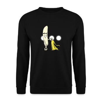 Lustige Banane nackt - Unisex Pullover - Schwarz - Vorne - Alina (178cm) & Michal (187cm)