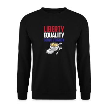 Liberté, Egalité Soupe L'Oignon Cool French Food - Sweat-shirt Unisexe - noir - Devant - Alina (178cm) & Michal (187cm)