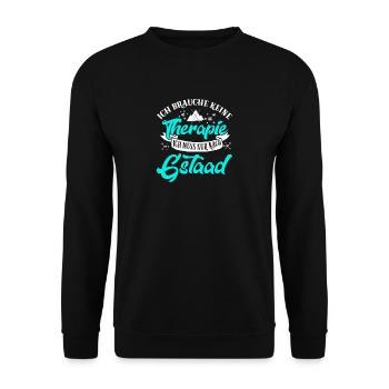 Therapie Gstaad Skifahren Skifahrer Skiresort Gesc - Unisex Pullover - Schwarz - Vorne - Alina (178cm) & Michal (187cm)