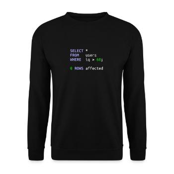 Logiciel développeur SQL Coder Geek Cadeau - Sweat-shirt Unisexe - noir - Devant - Alina (178cm) & Michal (187cm)