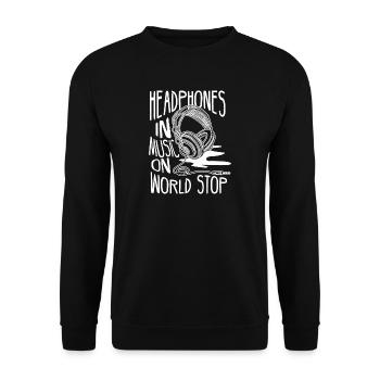 Les écouteurs, la musique, le monde s’arrête. Musique simple - Sweat-shirt Unisexe - noir - Devant - Alina (178cm) & Michal (187cm)
