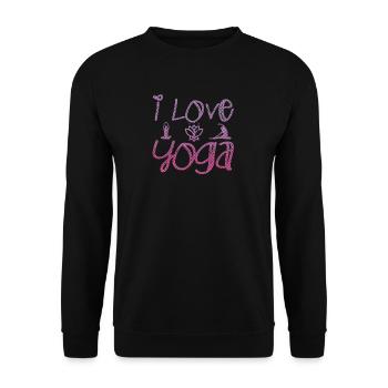 I Love Yoga Gift Namaste Shanti Heart Yoga - Unisex Sweatshirt - black - Front - Alina (178cm) & Michal (187cm)