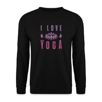I Love Yoga Gift Namaste Shanti Heart Yoga - Unisex Sweatshirt - black - Front - Alina (178cm) & Michal (187cm)