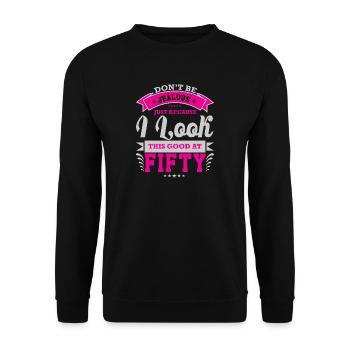 50 anniversaire look anniversaire - Sweat-shirt Unisexe - noir - Devant - Alina (178cm) & Michal (187cm)