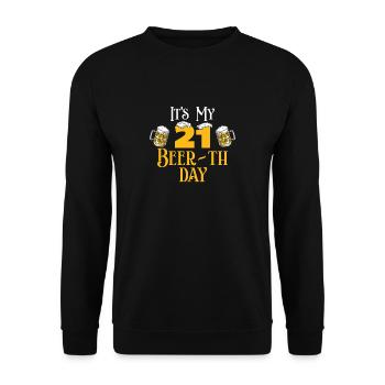 21 21st Birthday Gift Beer Beer Gift Idea - Unisex Sweatshirt - black - Front - Alina (178cm) & Michal (187cm)