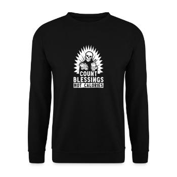 Count Blessings Not Calories Food Gift - Unisex Sweatshirt - black - Front - Alina (178cm) & Michal (187cm)