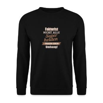 Fakturist Superhelden Geschenk Shirt - Unisex Pullover - Schwarz - Vorne - Alina (178cm) & Michal (187cm)