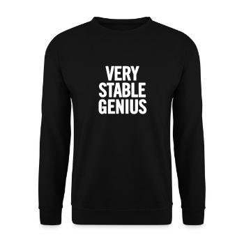 Very Stable Genius Weiß - Unisex Pullover - Schwarz - Vorne - Alina (178cm) & Michal (187cm)