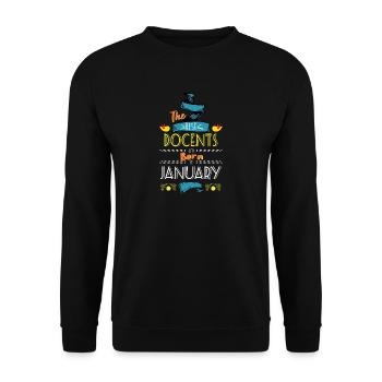 Best Docents are Born in January Gift Idea - Unisex Sweatshirt - black - Front - Alina (178cm) & Michal (187cm)