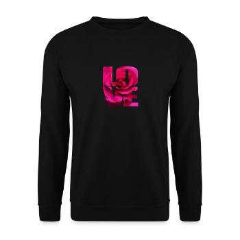 Roses dans l'amour lettrage - Sweat-shirt Unisexe - noir - Devant - Alina (178cm) & Michal (187cm)
