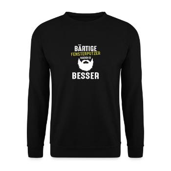 Bärtige Fensterputzer machen es besser Geschenk Sh - Unisex Pullover - Schwarz - Vorne - Alina (178cm) & Michal (187cm)