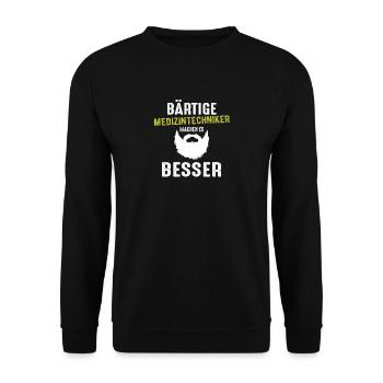 Bärtige Medizintechniker machen es besser Geschenk - Unisex Pullover - Schwarz - Vorne - Alina (178cm) & Michal (187cm)