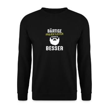 Bärtige Projektleiter machen es besser Geschenk Sh - Unisex Pullover - Schwarz - Vorne - Alina (178cm) & Michal (187cm)