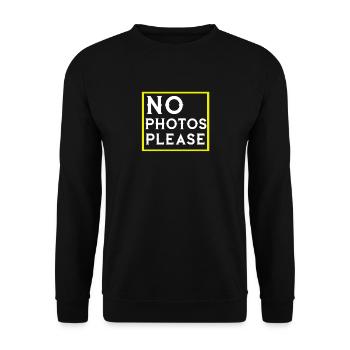 Kein Foto bitte - Geschenk - lustig - Fotografie - Unisex Pullover - Schwarz - Vorne - Alina (178cm) & Michal (187cm)