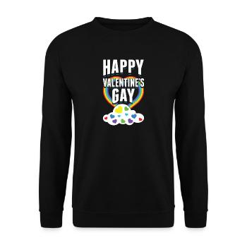 Happy Valentines Gay Rainbow Cloud Romantic - Unisex Sweatshirt - black - Front - Alina (178cm) & Michal (187cm)