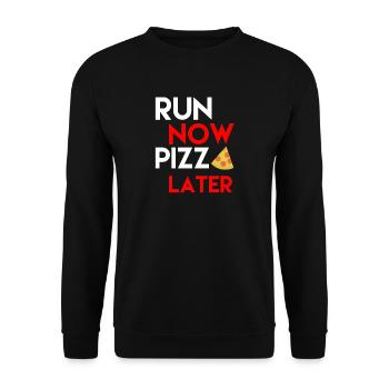 cadeau chemise drôle Pizza pour les coureurs + athlètes - Sweat-shirt Unisexe - noir - Devant - Alina (178cm) & Michal (187cm)