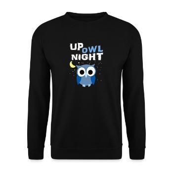 Up Owl Night Owl Moon Nocturnal Bird Lover Funny - Unisex Sweatshirt - black - Front - Alina (178cm) & Michal (187cm)