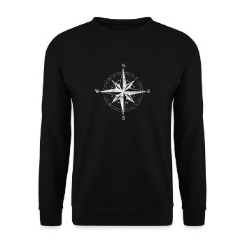 Kompass Geschenk Himmelsrichtungen Retro Hipster - Unisex Pullover - Schwarz - Vorne - Alina (178cm) & Michal (187cm)