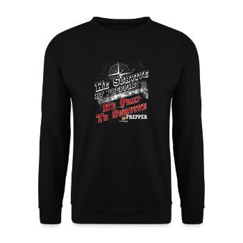 We Survive by Prepping We Prep to Survive - Unisex Pullover - Schwarz - Vorne - Alina (178cm) & Michal (187cm)