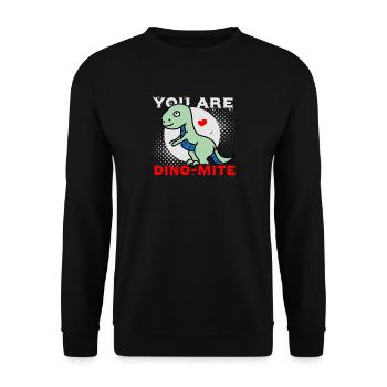Vous êtes Dino-Mite - sort Dino - amour - Sweat-shirt Unisexe - noir - Devant - Alina (178cm) & Michal (187cm)